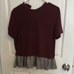 Red Ruffled Short Sleeve T-Shirt